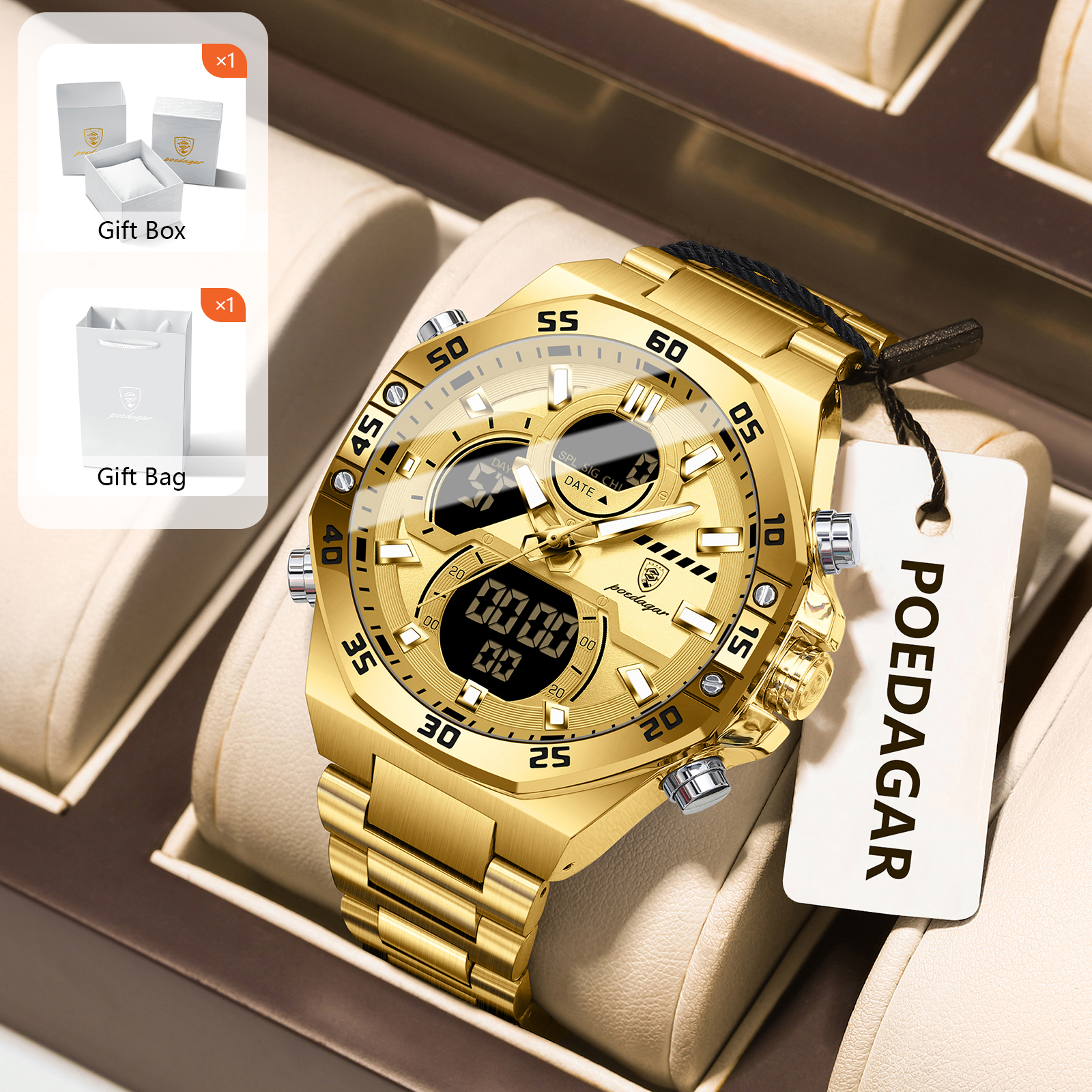 Jewelry For Watches - POEDAGAR Sport Men Watch LED Waterproof