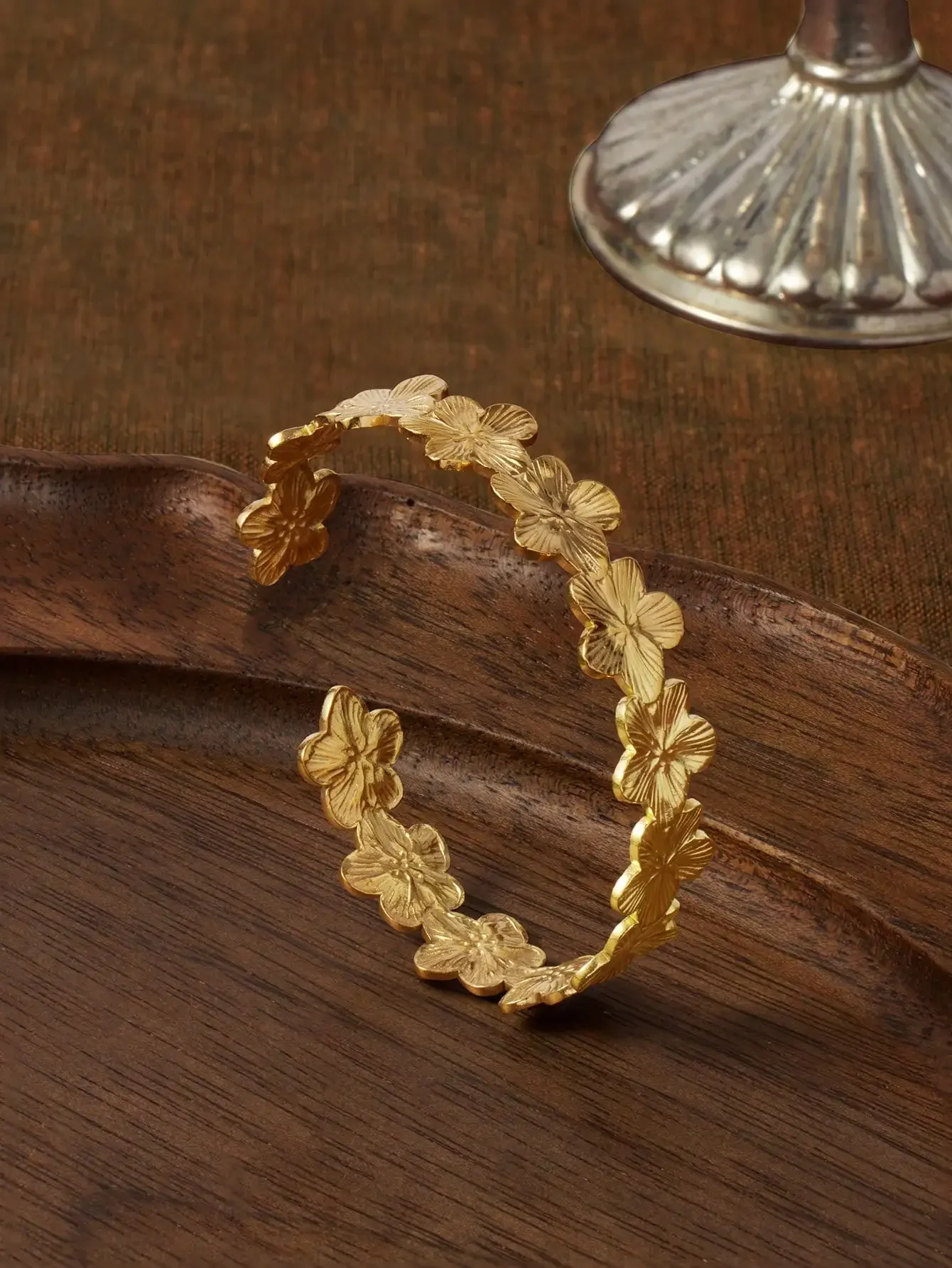 Dainty Flower Bracelet Silver  - Cuff Bangle Bracelet ulasan dan harga