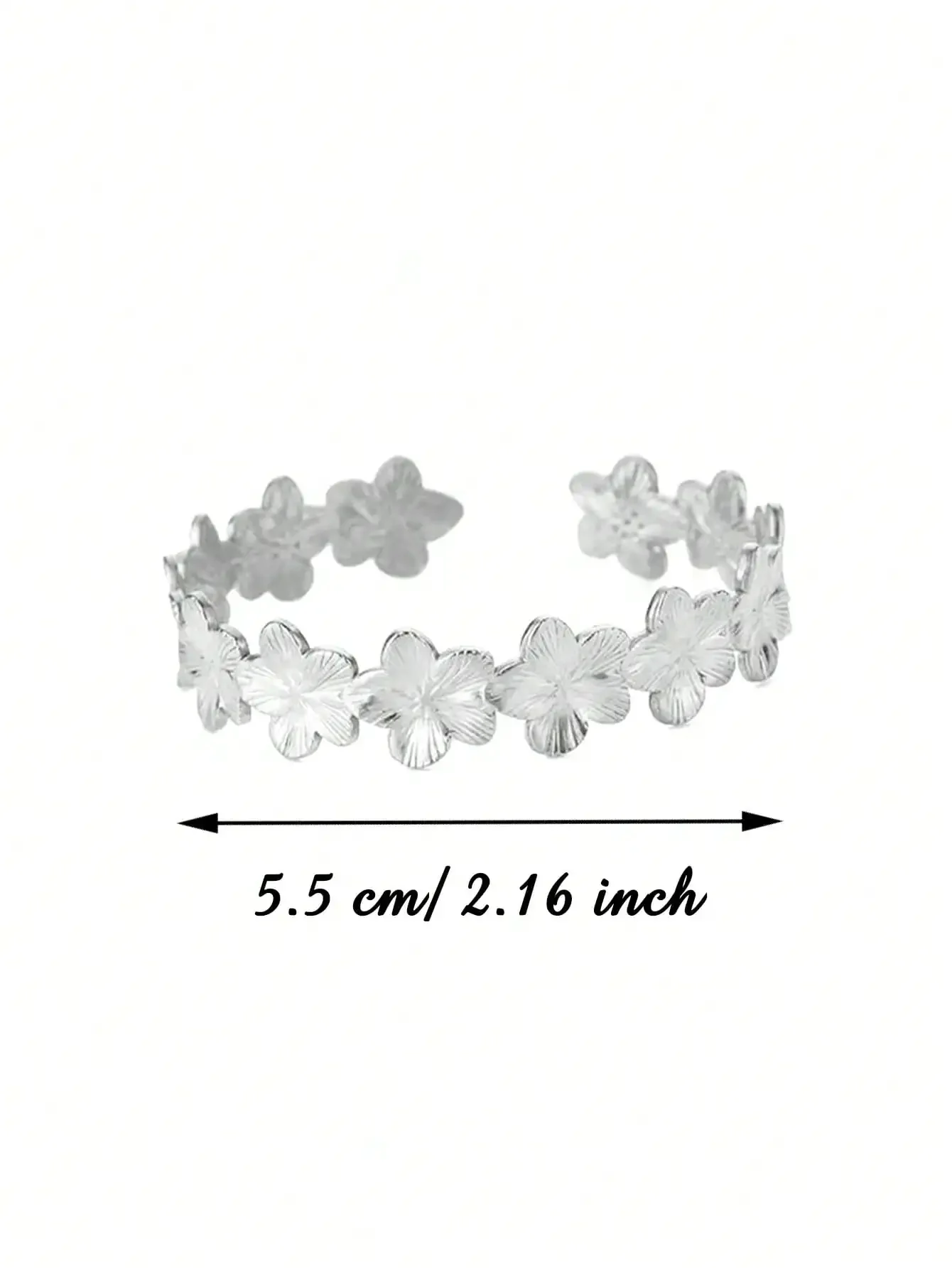 Dainty Flower Bracelet Silver  - Cuff Bangle Bracelet ulasan dan harga