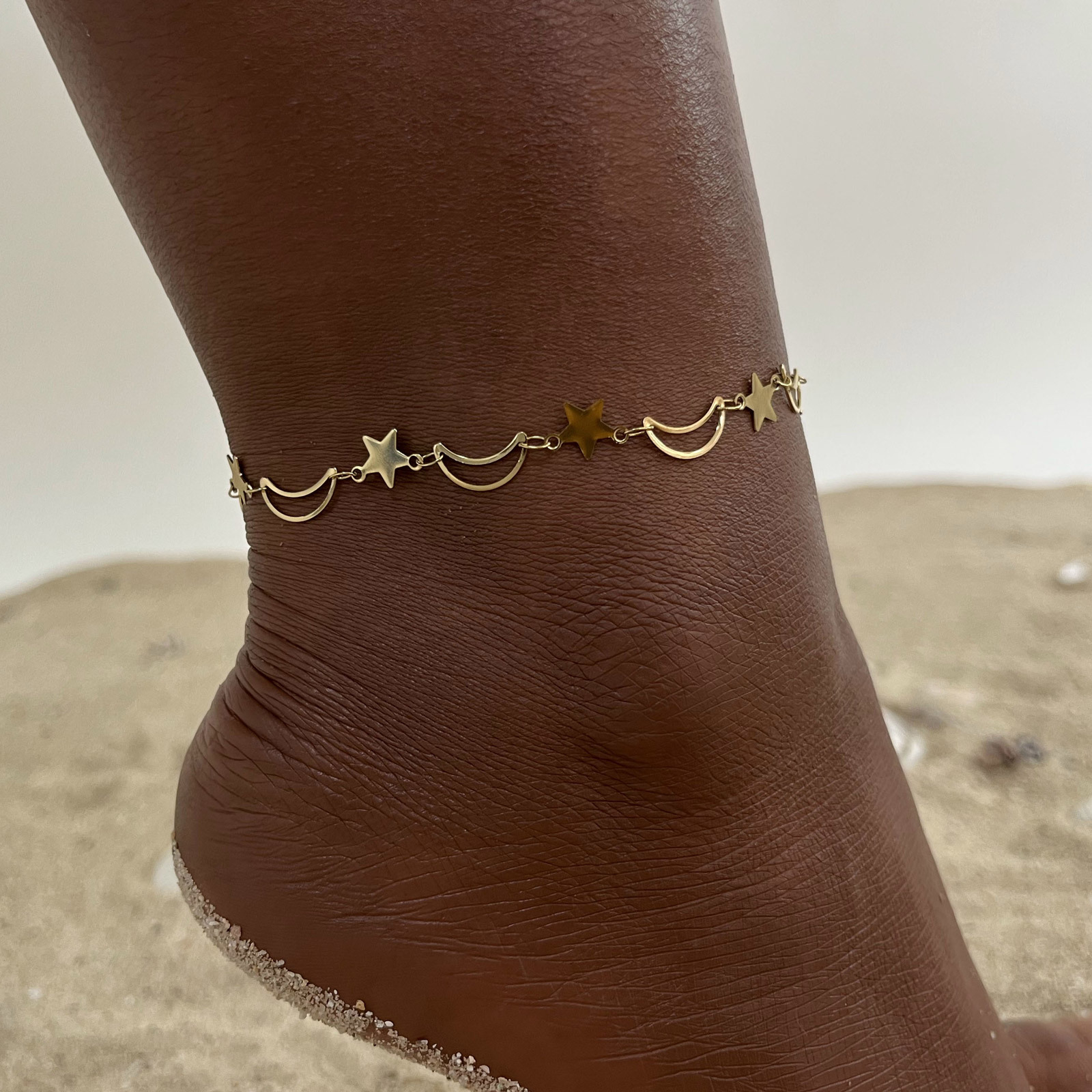 Dainty Hollow Star Moon Anklet - Jc Jewelry & Watches ulasan dan harga