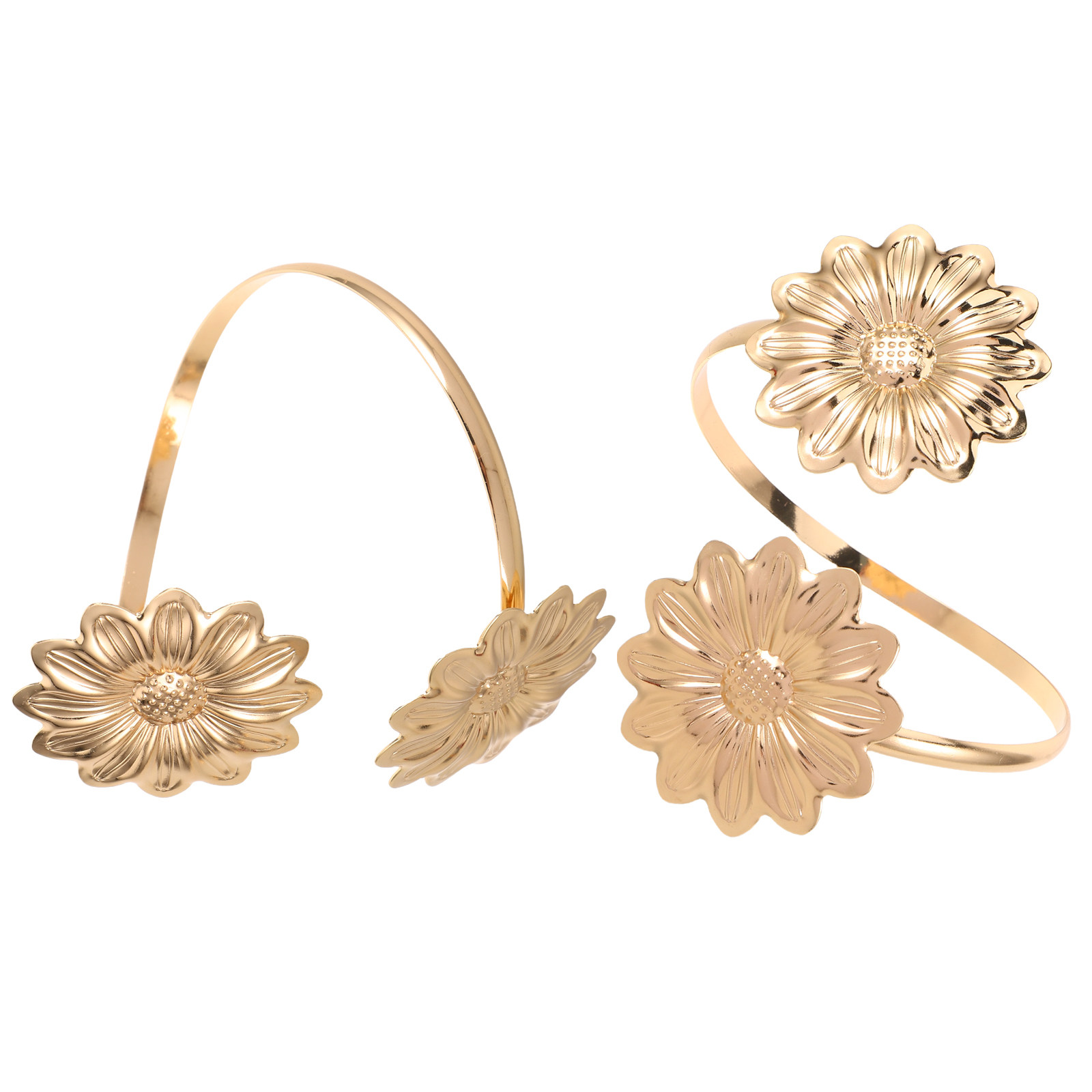 2Pcs Adjustable Sunflower Meta - Cuff Bangle Bracelet ulasan dan harga