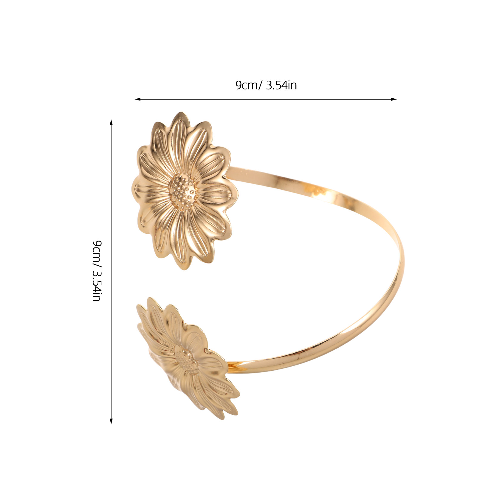 2Pcs Adjustable Sunflower Meta - Cuff Bangle Bracelet ulasan dan harga