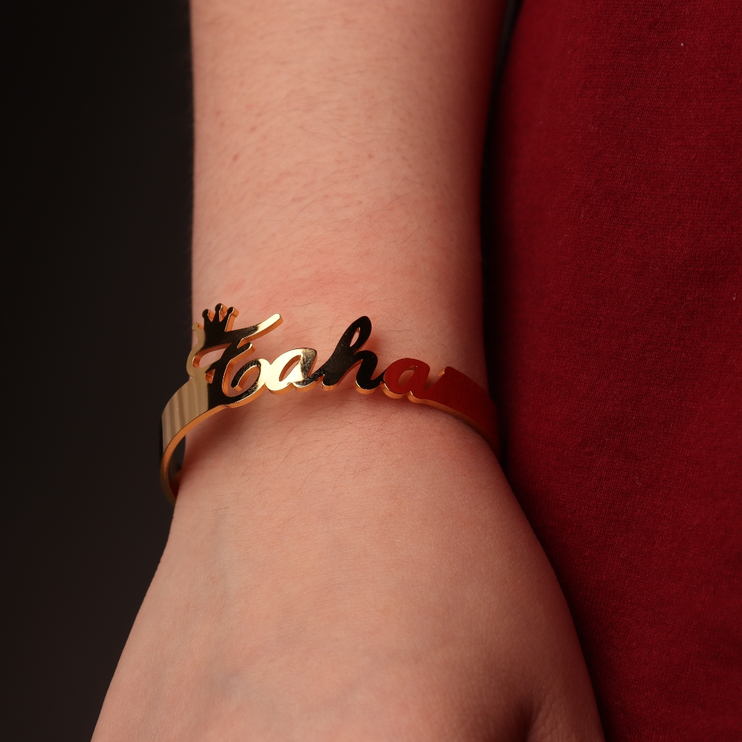 Personalized Custom Name Crown - Cuff Bangle Bracelet ulasan dan harga