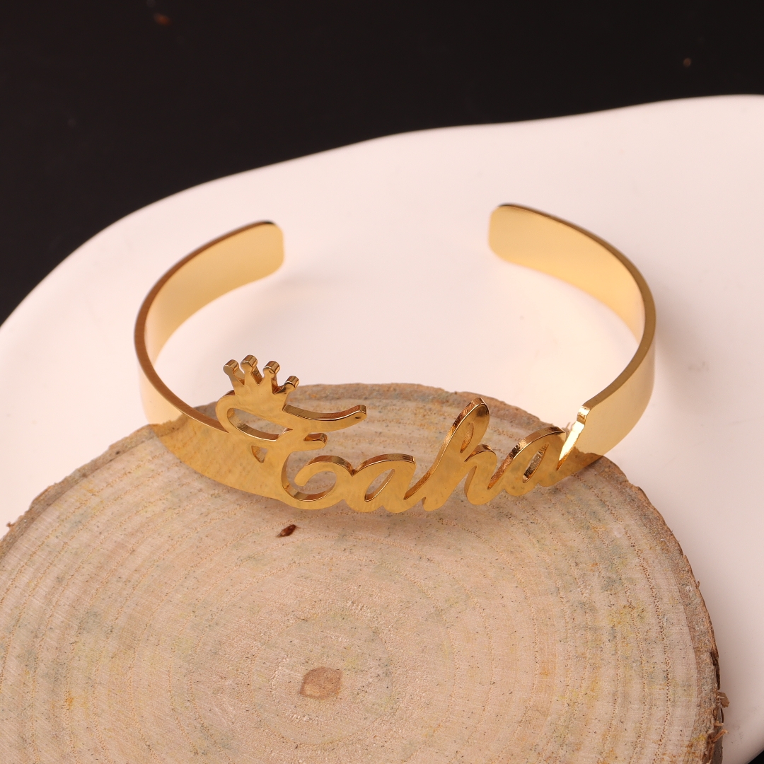 Personalized Custom Name Crown - Cuff Bangle Bracelet ulasan dan harga
