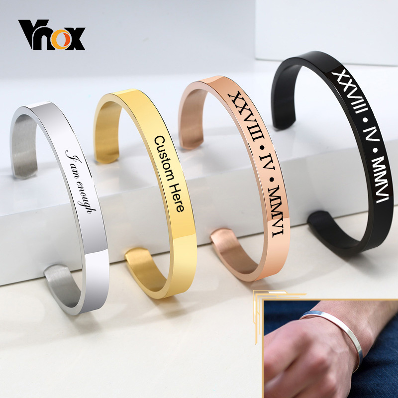 Vnox Dropshipping Customized B - Cuff Bangle Bracelet ulasan dan harga