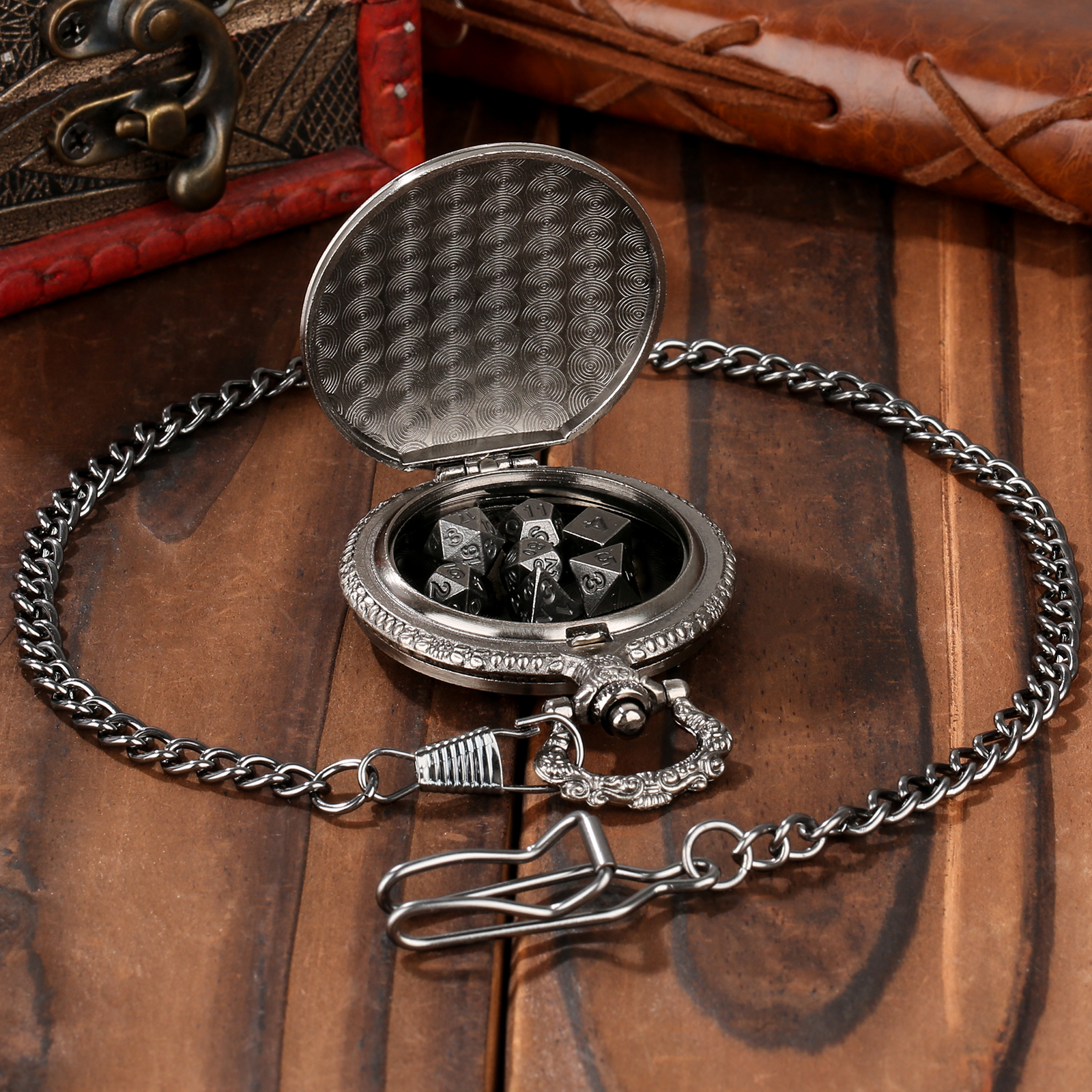 5pcs Metal D20 Polyhedral Dice - Vintage Pocket Watch ulasan dan harga