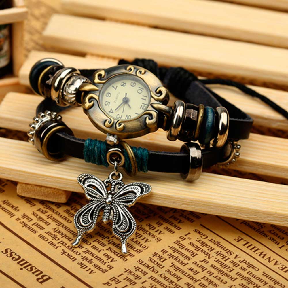 Handmade Butterfly Beads Brace - Vintage Pocket Watch ulasan dan harga