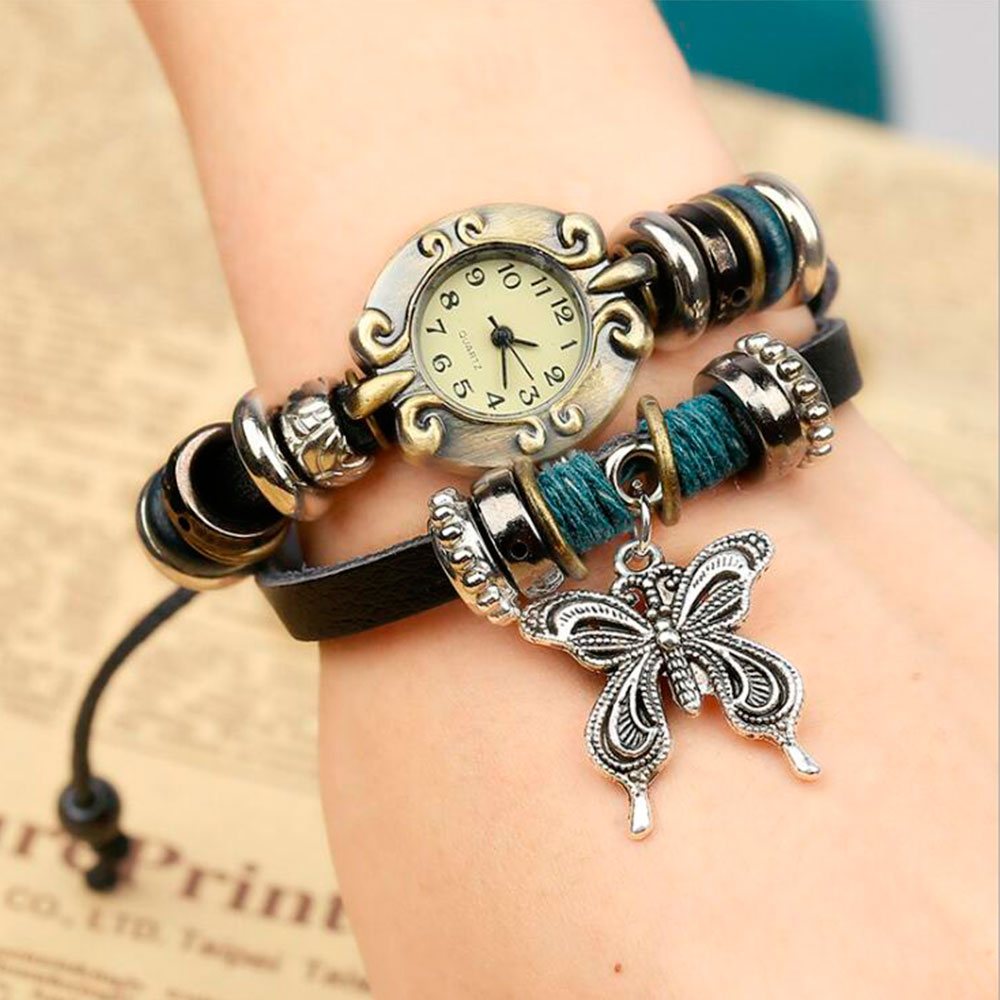 Handmade Butterfly Beads Brace - Vintage Pocket Watch ulasan dan harga