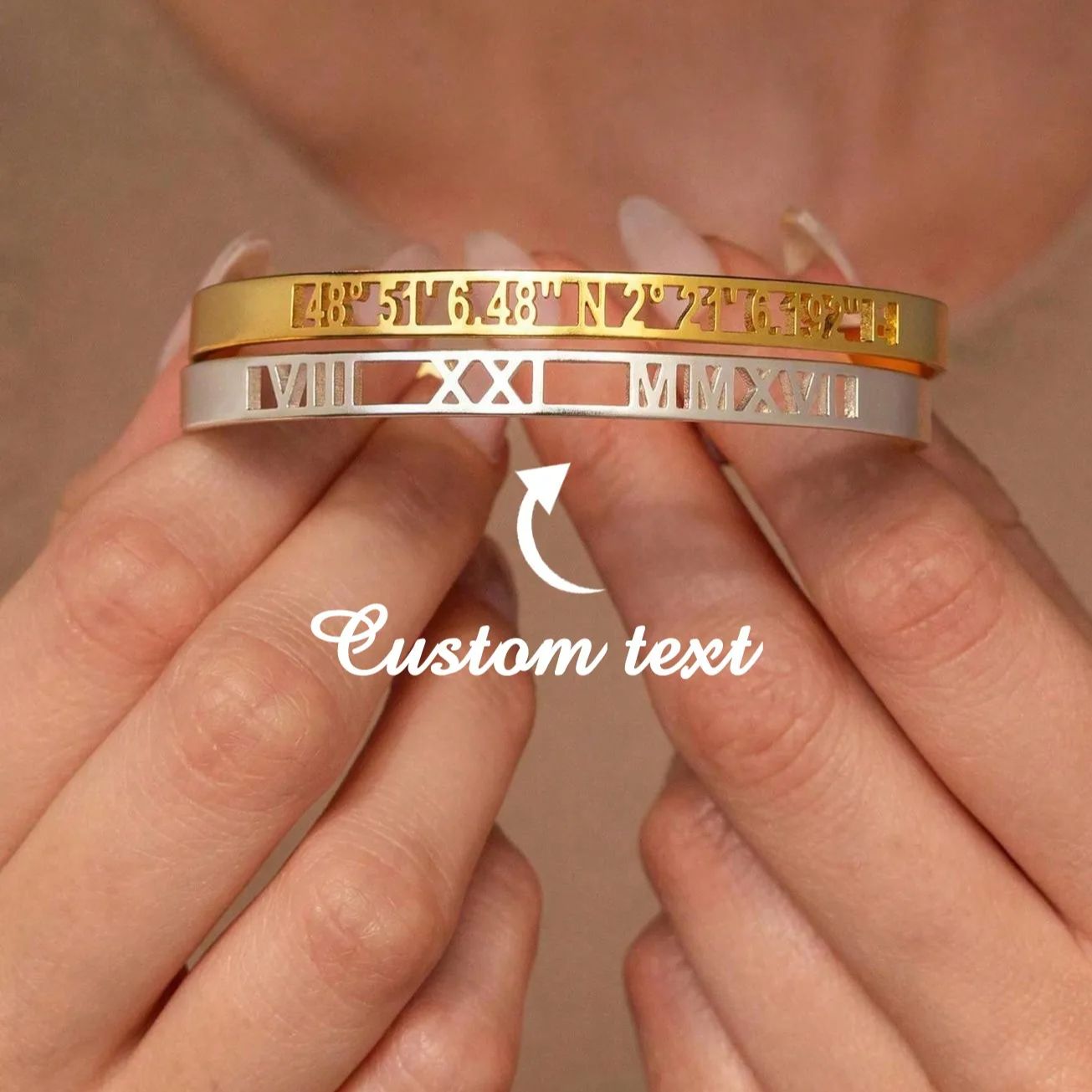 Custom Date Coordinate Roman N - Cuff Bangle Bracelet ulasan dan harga