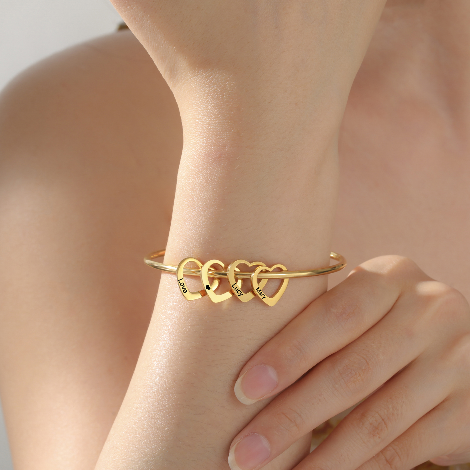 Heart Name Personalized Bracel - Cuff Bangle Bracelet ulasan dan harga
