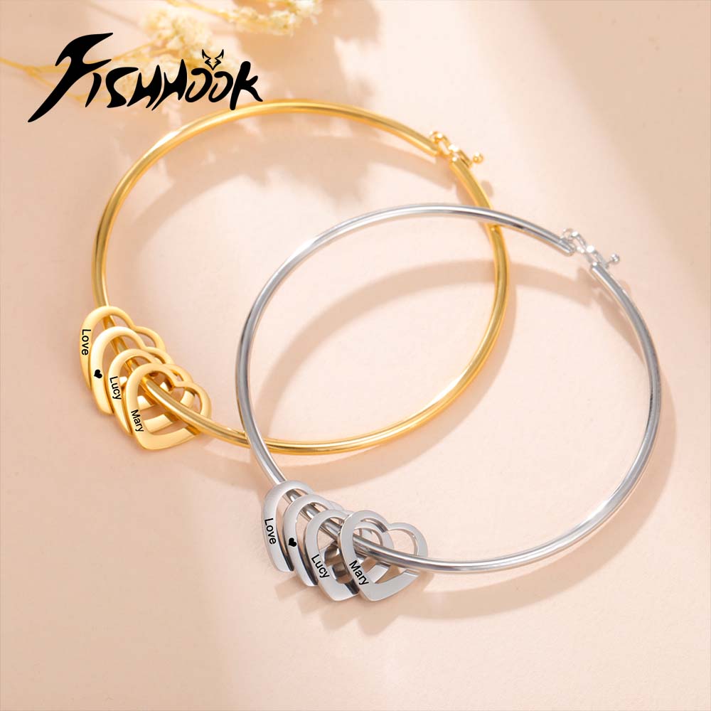 Heart Name Personalized Bracel - Cuff Bangle Bracelet ulasan dan harga