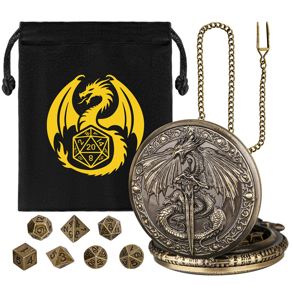Bronze/Grey Black Sword Dragon - Vintage Pocket Watch ulasan dan harga