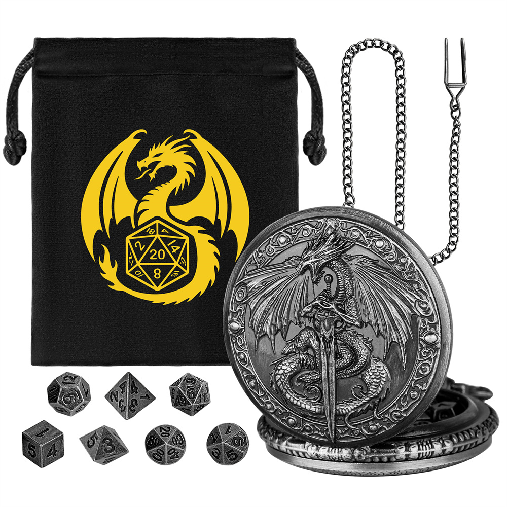 Bronze/Grey Black Sword Dragon - Vintage Pocket Watch ulasan dan harga