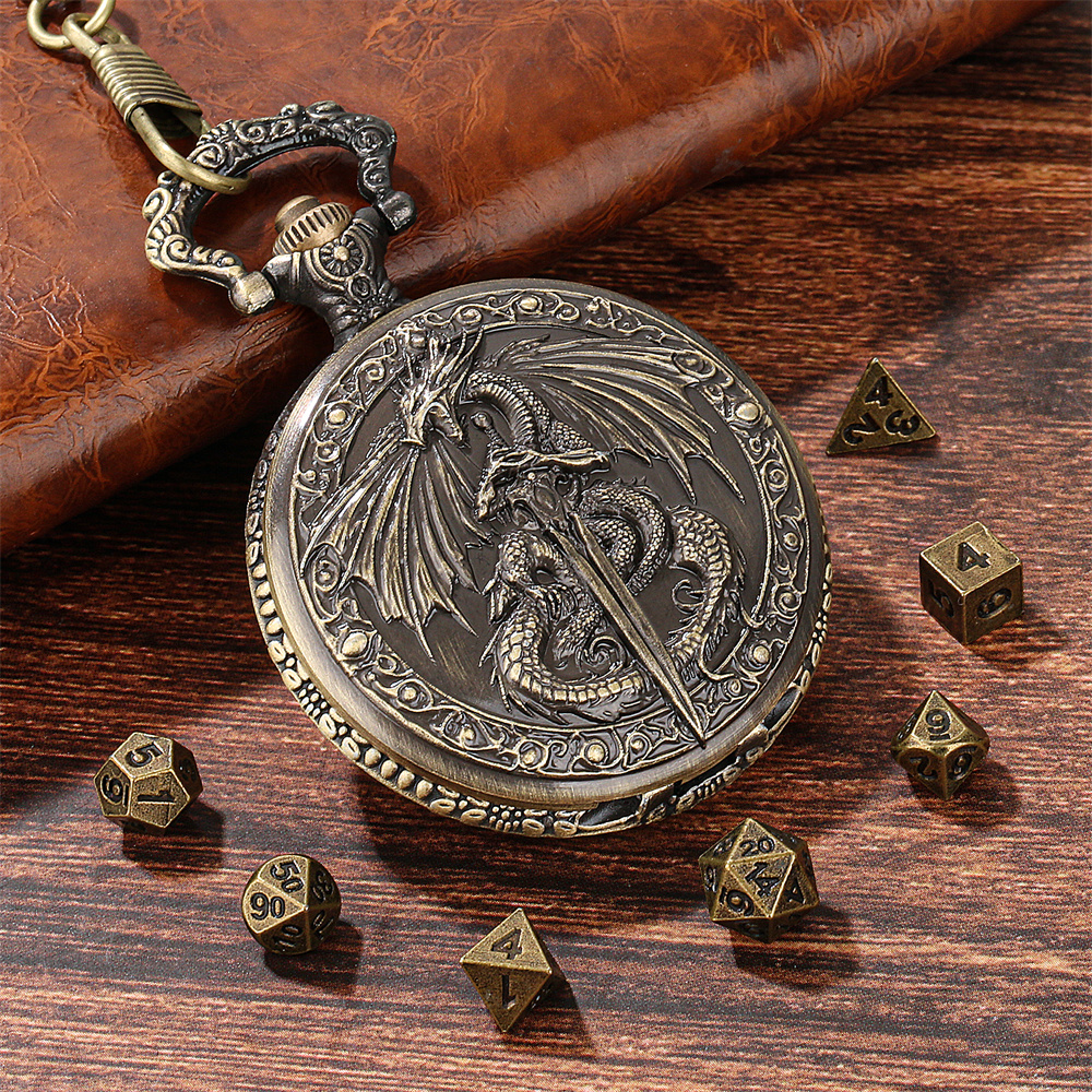 Bronze/Grey Black Sword Dragon - Vintage Pocket Watch ulasan dan harga