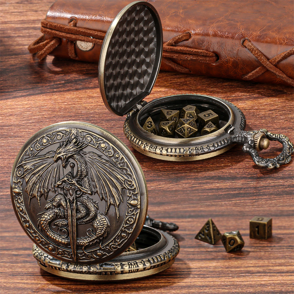 Bronze/Grey Black Sword Dragon - Vintage Pocket Watch ulasan dan harga