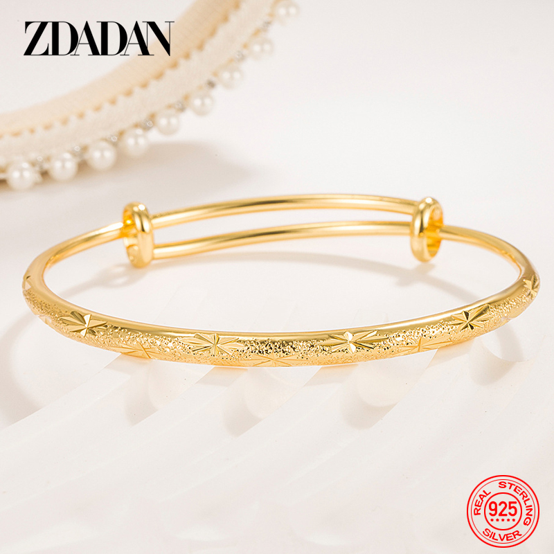 ZDADAN 925 Silver 18K Gold Sim - Cuff Bangle Bracelet ulasan dan harga