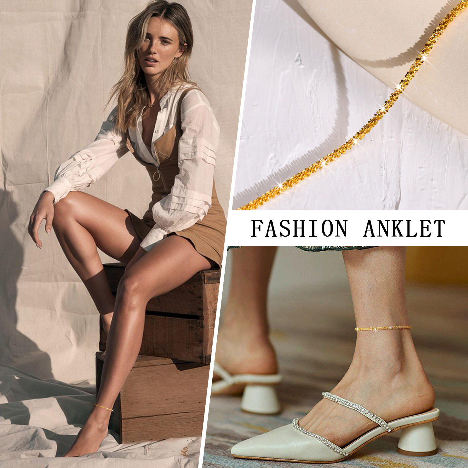 Sparkling gold anklet bracelet - Jc Jewelry & Watches ulasan dan harga