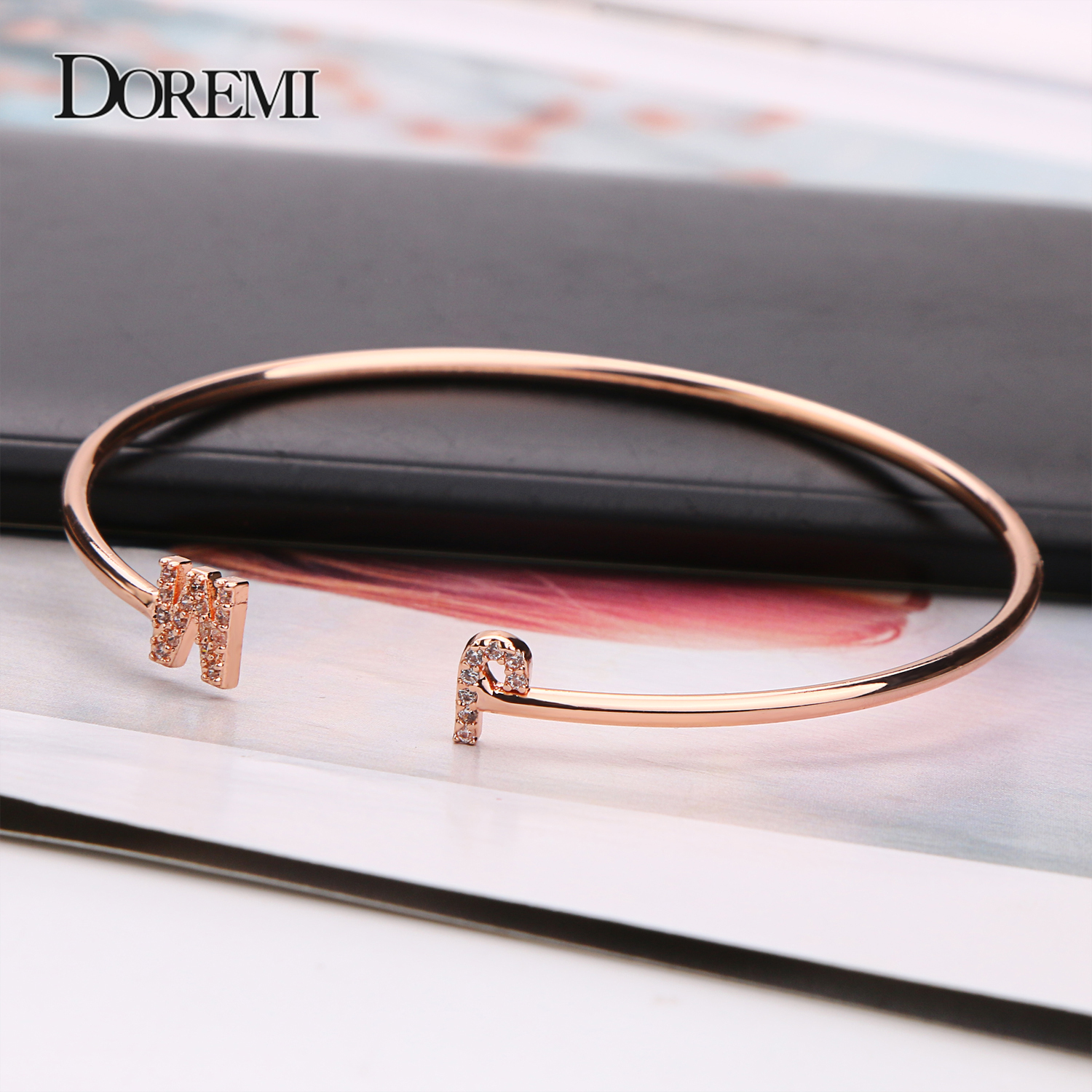 DOREMI Custom Letter Bracelet  - Cuff Bangle Bracelet ulasan dan harga