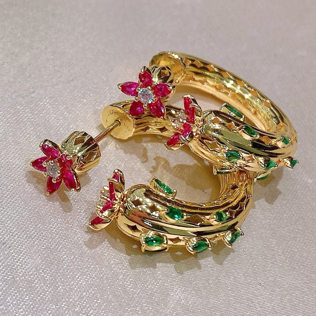 925 Silver Lab Red Corundum Gr - Cuff Bangle Bracelet ulasan dan harga