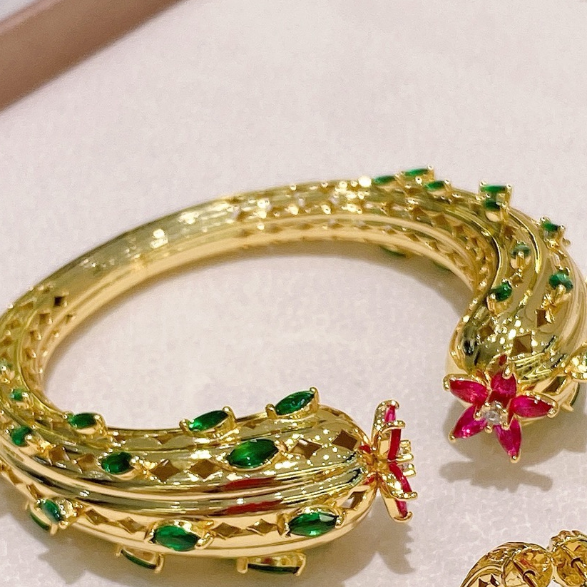 925 Silver Lab Red Corundum Gr - Cuff Bangle Bracelet ulasan dan harga